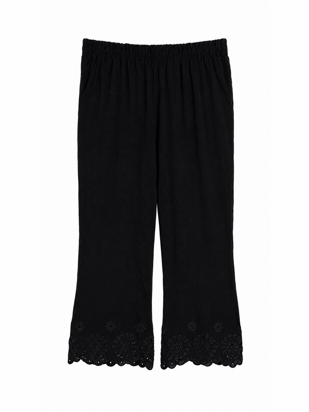 Maurices Black Eyelet-Trim Elastic Waist Pants